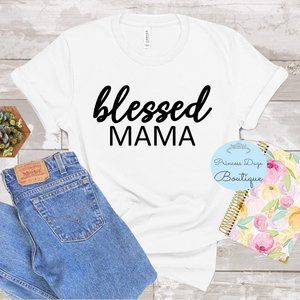 Blessed Mama Graphic Tee Shirt